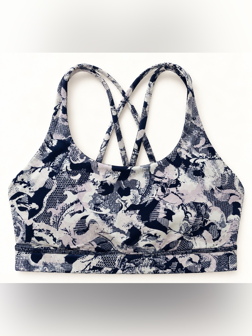 lululemon athletica Floral Strappy Sports Bra - Navy & White